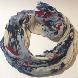 Lands End Floral Pink and Blue Scarf